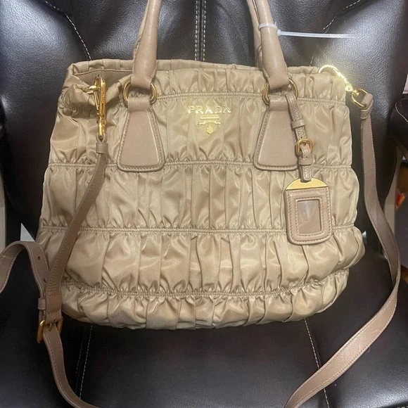 Prada Tessuto Ruched Shoulder Bag - Picture 1 of 9